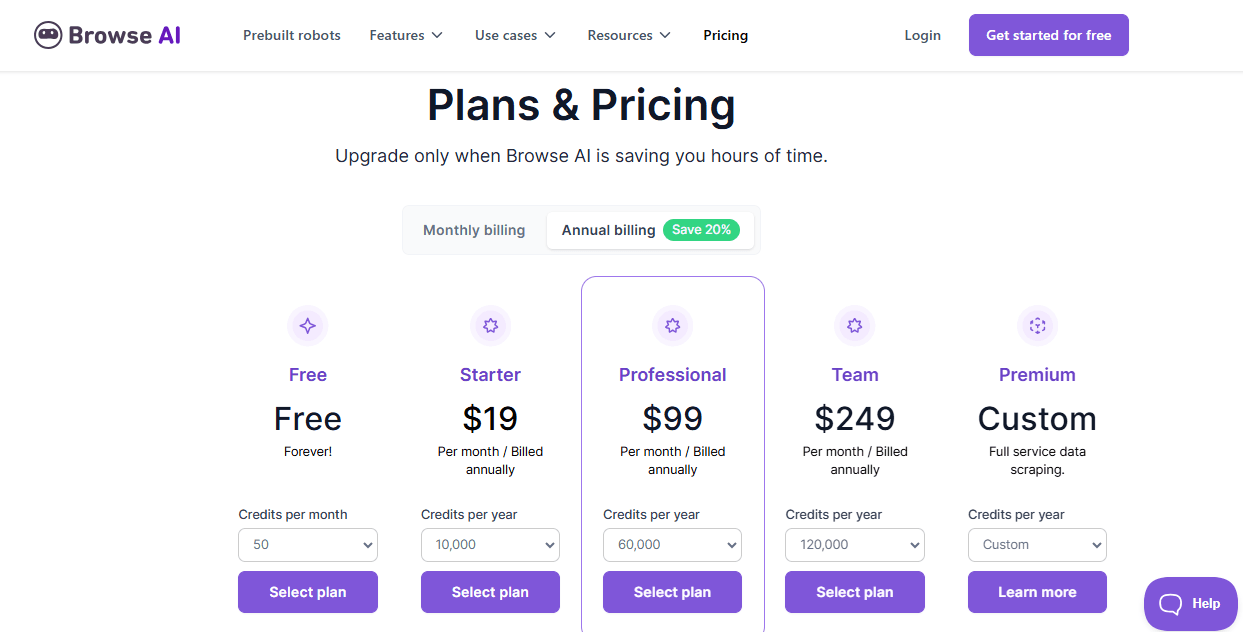 Browse AI Pricing Plans | Best Free AI Tools Price Guide