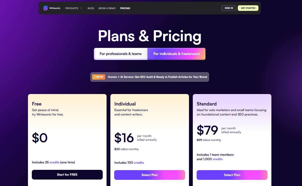 Writesonic AI Pricing Plans | Best Free AI Tools Price Guide