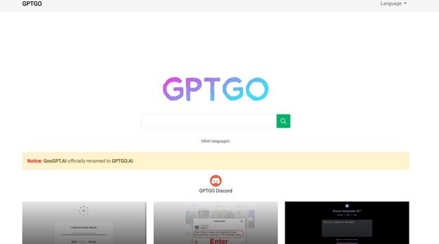 GPTGO AI Homepage GPTGO AI Homepage Screenshot by Best Free AI Teams