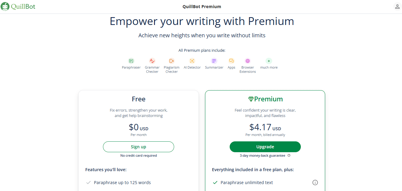 Quillbot AI Pricing Plans | Best Free AI Tools Price Guide