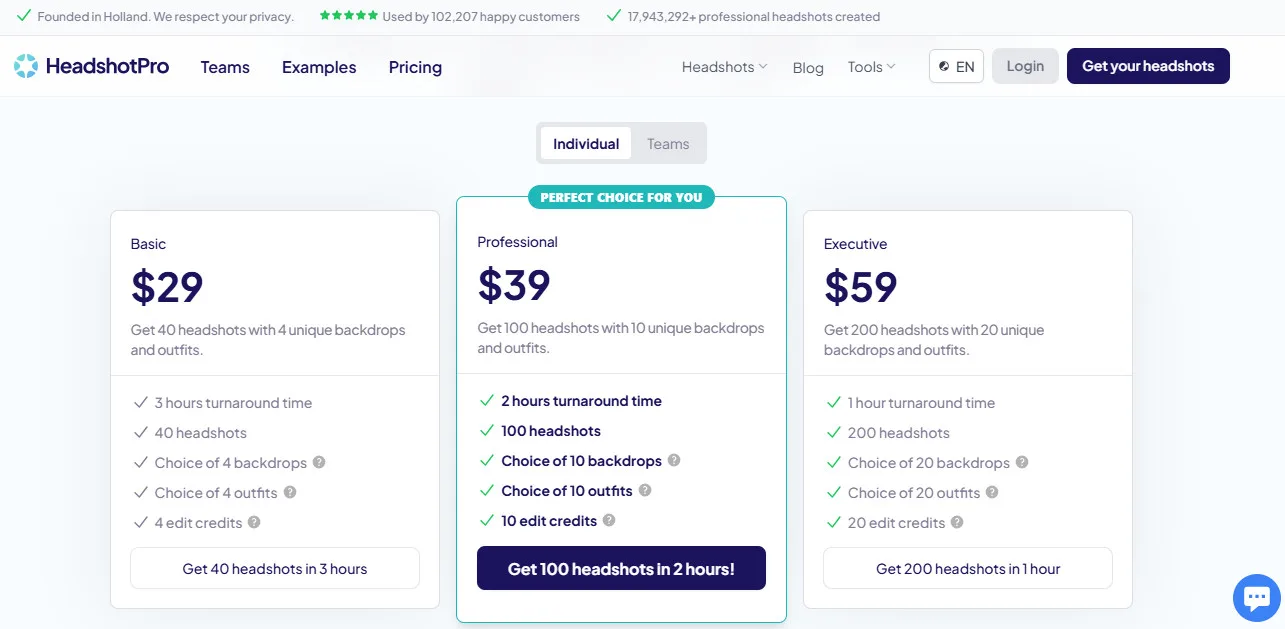 HeadshotPro Pricing Plans | Best Free AI Tools Price Guide