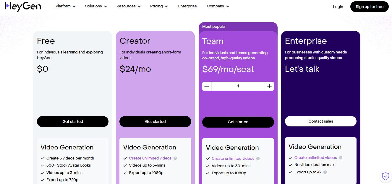 HeyGen Pricing Plans | Best Free AI Tools Price Guide
