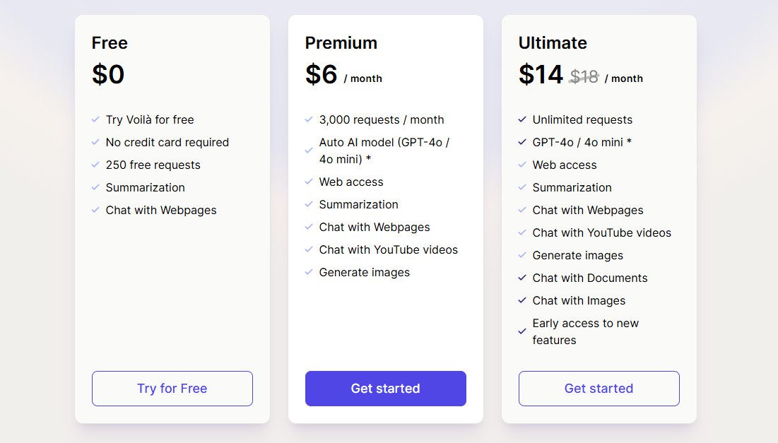 Voila AI Yearly Pricing Plans | Best Free AI Tools Price Guide