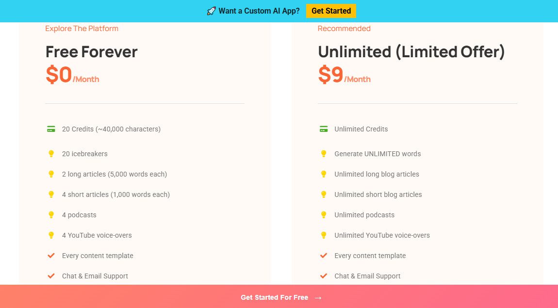 Writecream Pricing Plans | Best Free AI Tools Price Guide