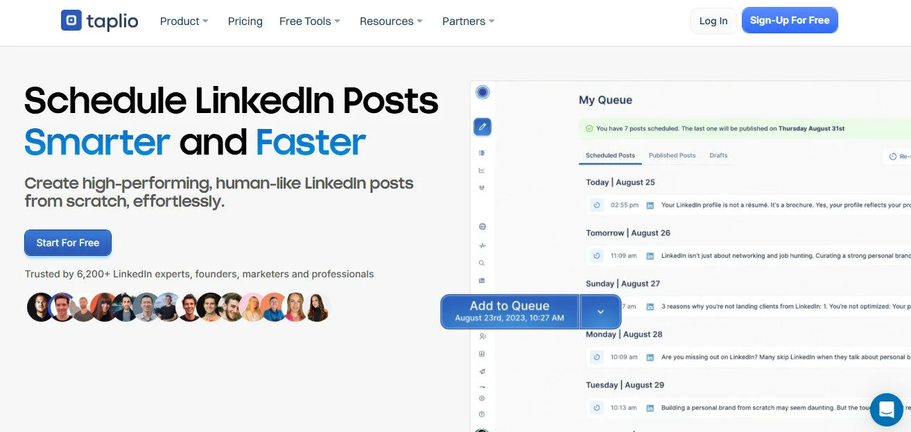 Taplio LinkedIn Post Scheduler Features Platform Overview | Best Free AI Tools Team Review