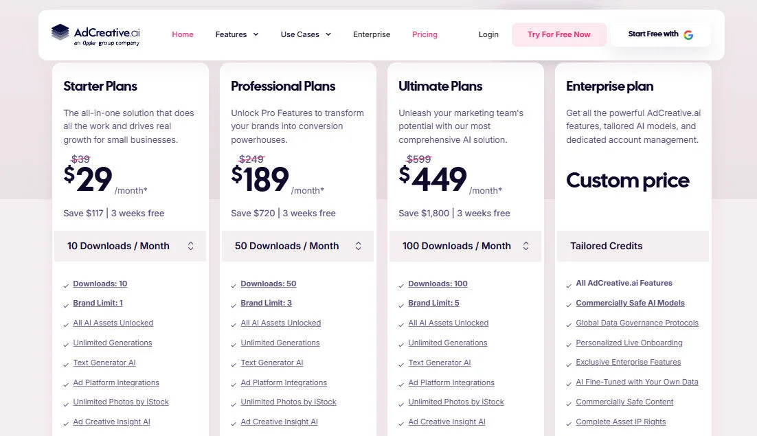 Adcreative AI Quarterly Pricing Plans | Best Free AI Tools Price Guide