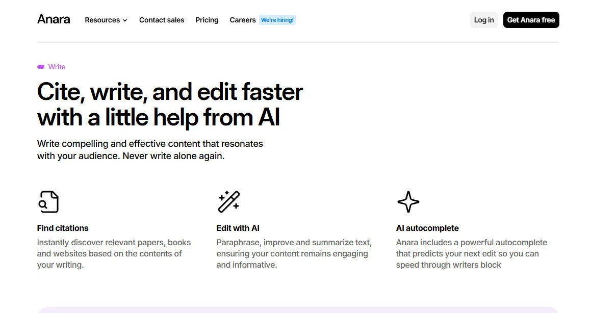 Anara AI cite write and edit content Features Platform Overview | Best Free AI Tools Team Review
