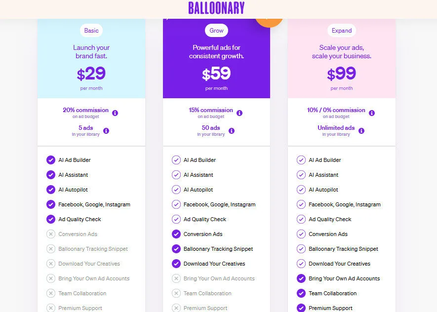 Balloonary Monthly Pricing Plans | Best Free AI Tools Price Guide