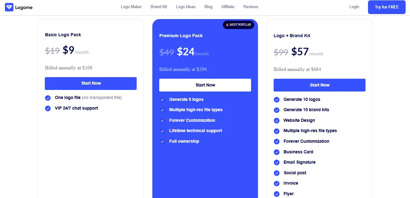 Logome AI Pricing Plans | Best Free AI Tools Price Guide