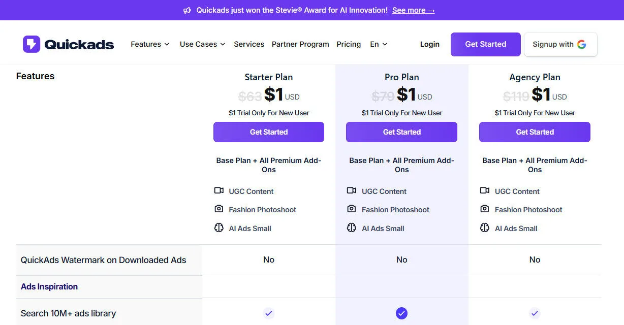 Quickads AI Yearly Pricing Plans | Best Free AI Tools Price Guide