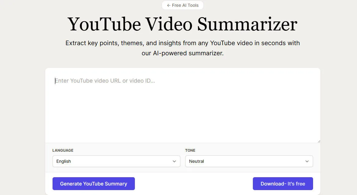 Voila AI Youtube Video Summarizer Feature Platform Overview | Best Free AI Tools Team Review