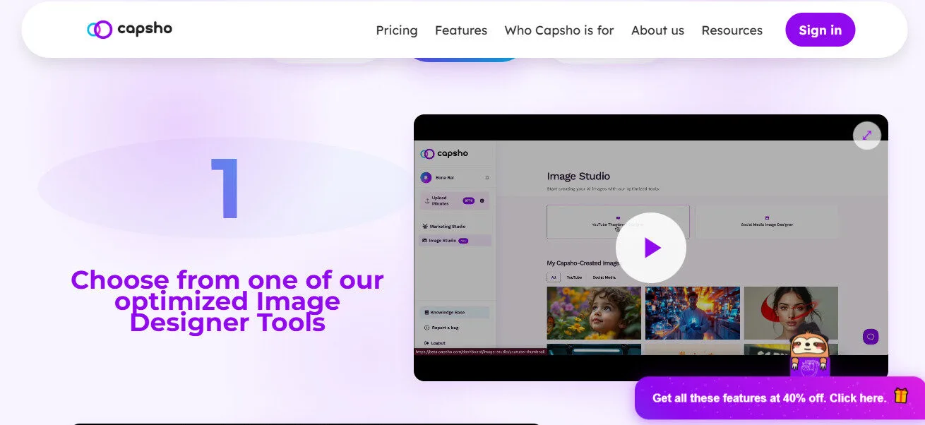 Capsho Image Studio AI Features Platform Overview | Best Free AI Tools Team Review