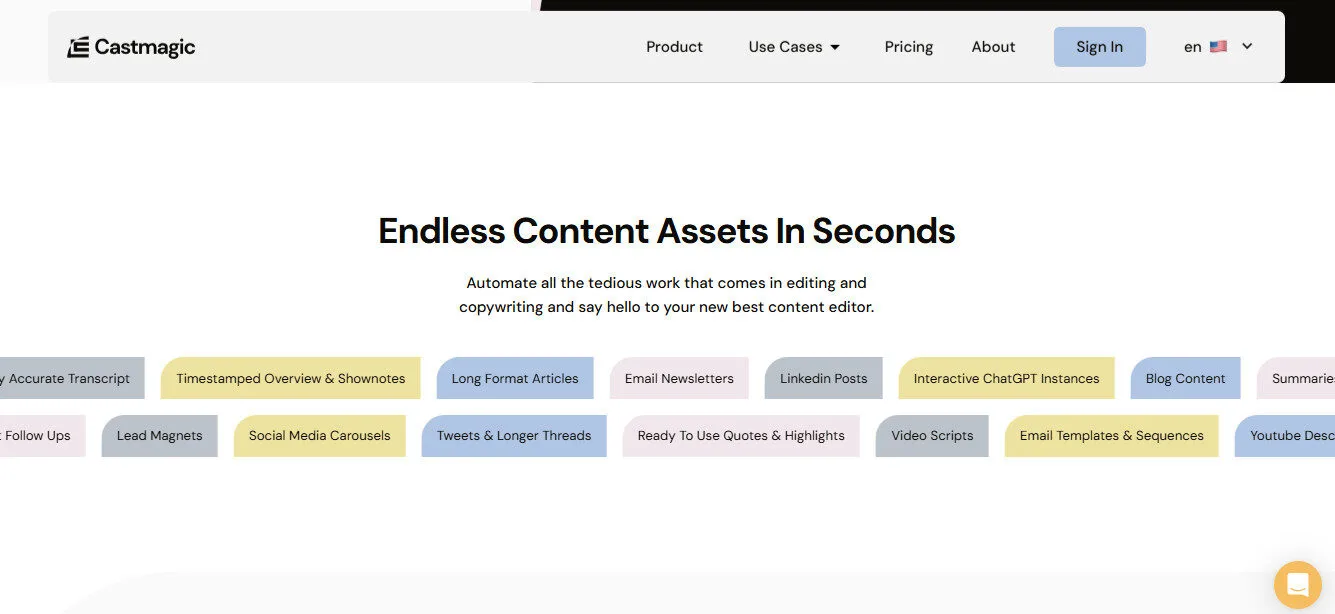 Castmagic Endless Content Assets in Seconds Features Platform Overview | Best Free AI Tools Team Review