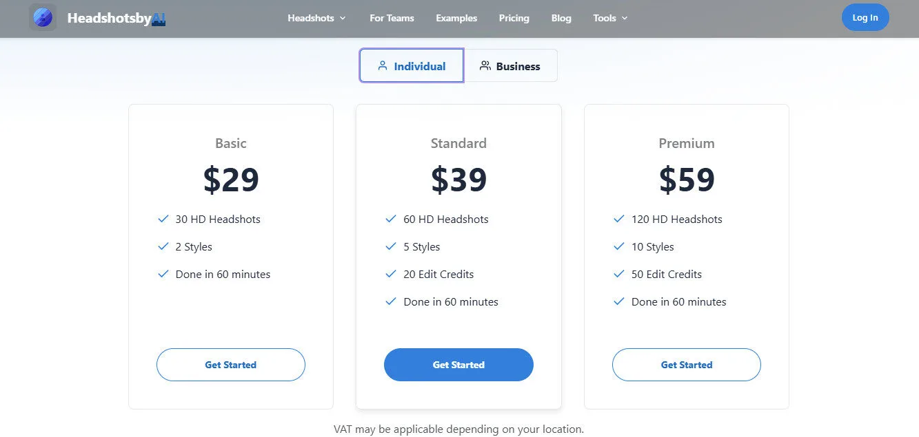 HeadshotsbyAI Pricing Plans | Best Free AI Tools Price Guide