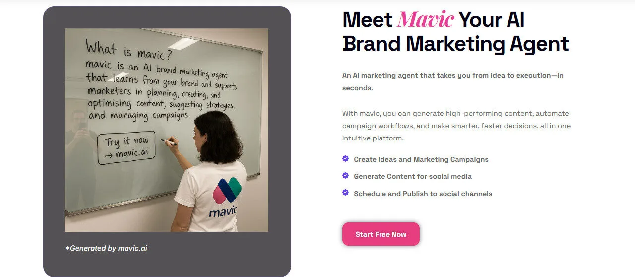 Mavic AI Brand Marketing AI Agent Features Platform Overview | Best Free AI Tools Team Review