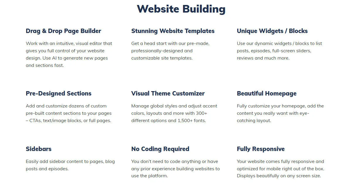 Podcastpage Website Building AI Features Platform Overview | Best Free AI Tools Team Review