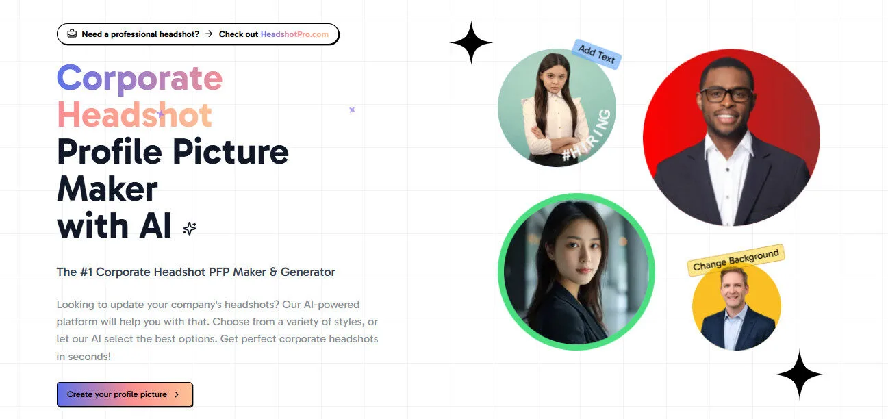 ProfilePicture AI Corporate Headshot Profile Picture Maker with AI Features Platform Overview | Best Free AI Tools Team Review