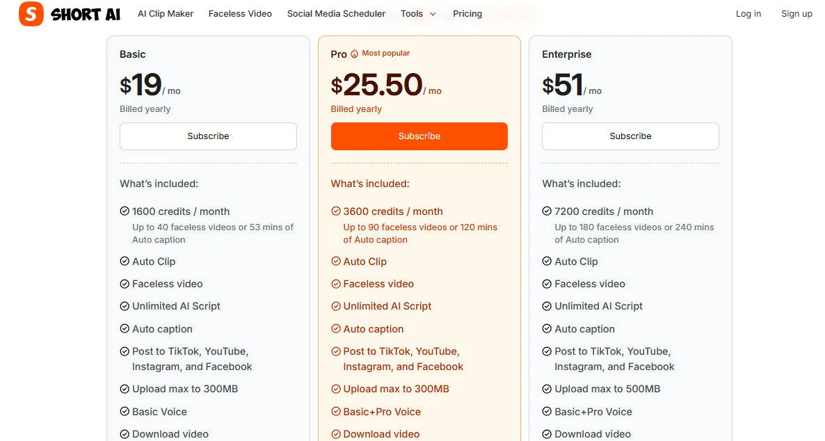 Short AI Yearly Pricing Plans | Best Free AI Tools Price Guide