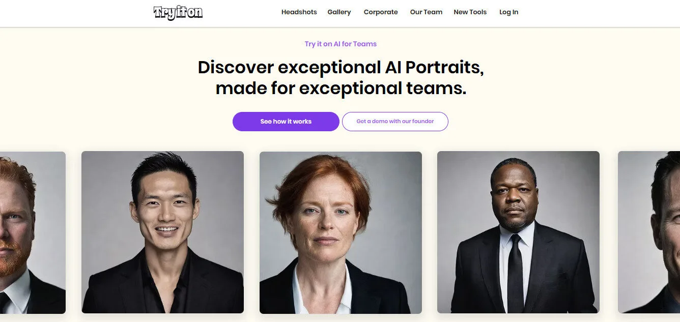 Tryitonai Corporate and Startup Teams AI Headshot Generator Features Platform Overview | Best Free AI Tools Team Review