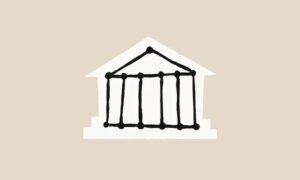 Simple drawing of a temple building.