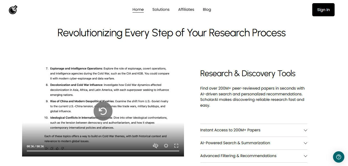 ScholarAI Research Features Platform Overview | Best Free AI Tools Team Review