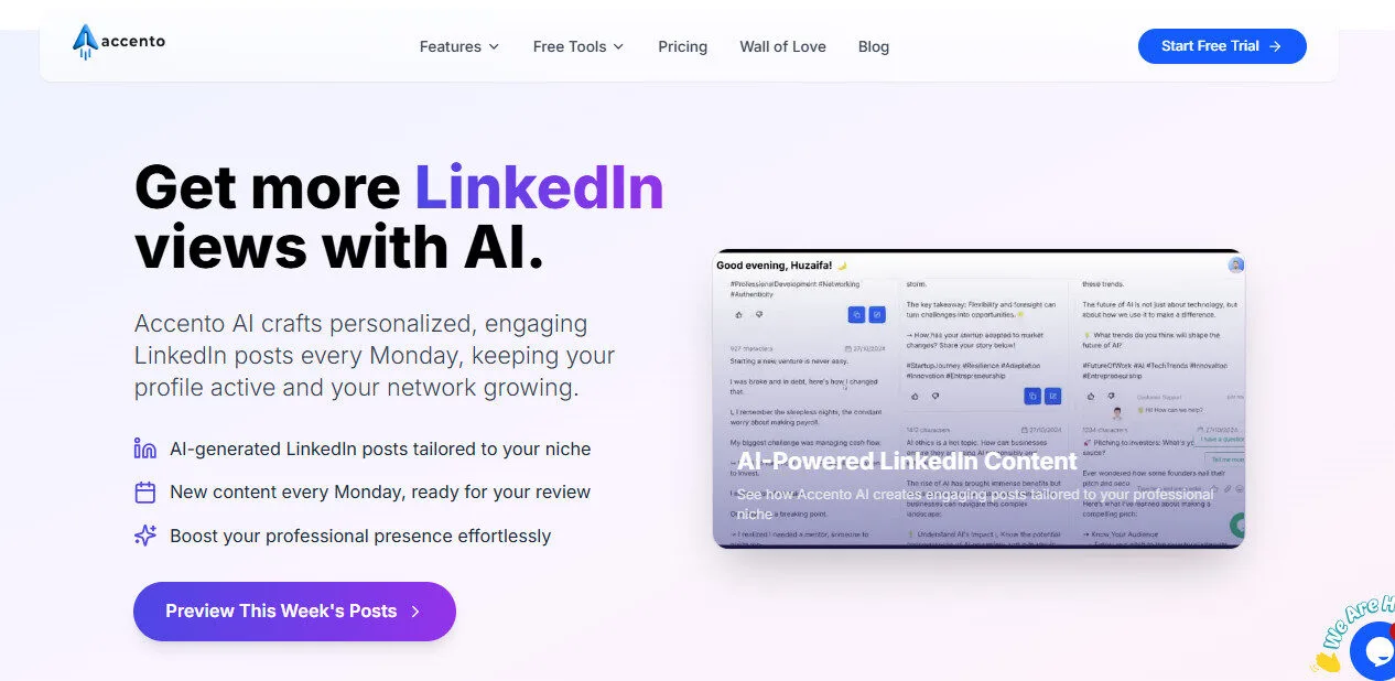 Accento AI Linkedin Content with AI Features Platform Overview | Best Free AI Tools Team Review
