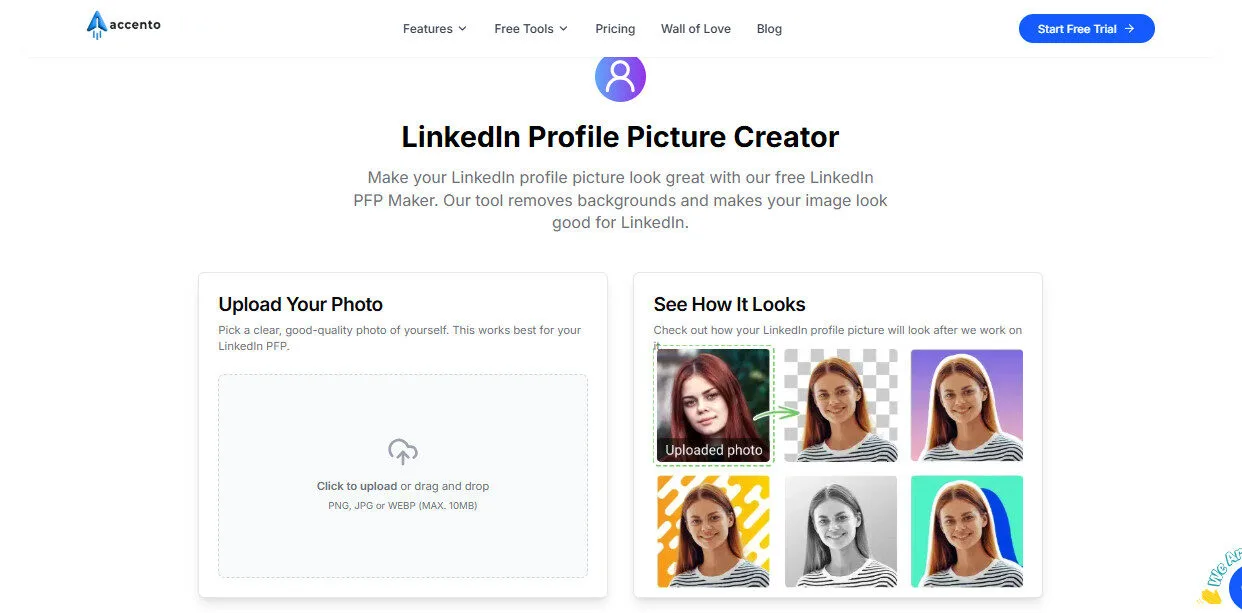 Accento AI Linkedin Profile Picture Generator with AI Features Platform Overview | Best Free AI Tools Team Review