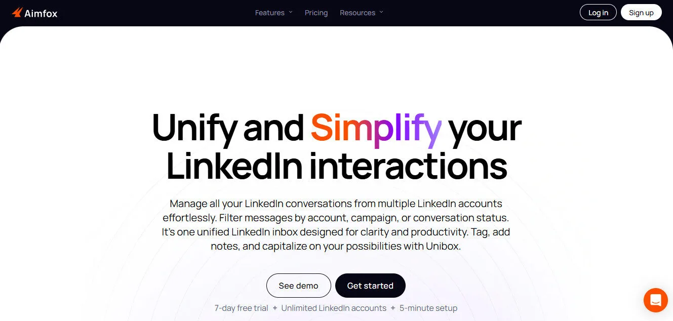 Aimfox Linkedin Interactions Unibox Organize with AI Features Platform Overview | Best Free AI Tools Team Review