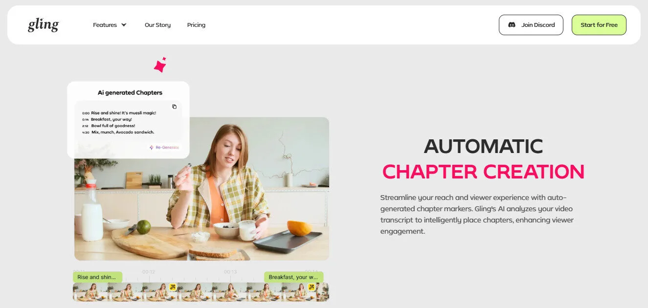 Gling AI Auto Chapter Creation AI Features Platform Overview | Best Free AI Tools Team Review