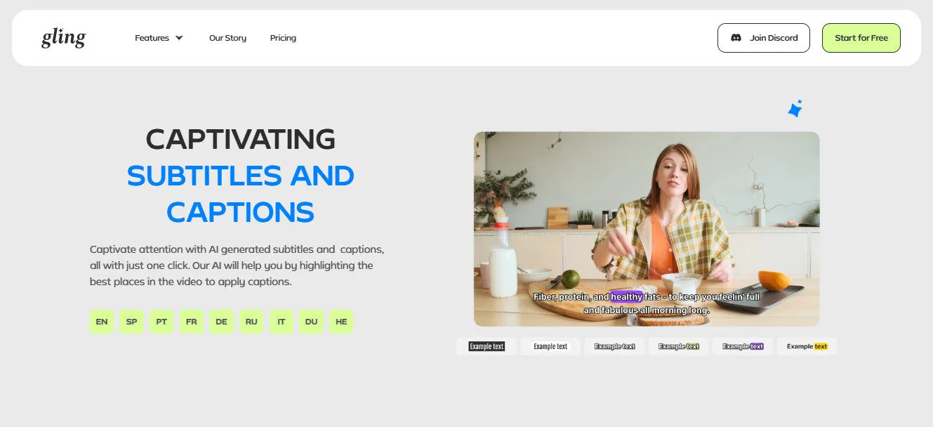 Gling AI Captivating Subtitles and Captions AI Features Platform Overview | Best Free AI Tools Team Review
