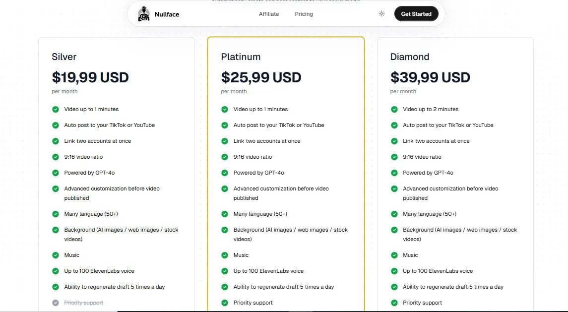 Nullface AI Pricing Plans | Best Free AI Tools Price Guide