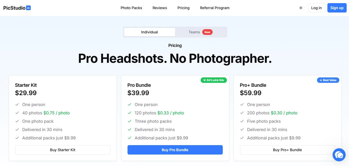 Picstudio AI Individual Pricing Plans | Best Free AI Tools Price Guide