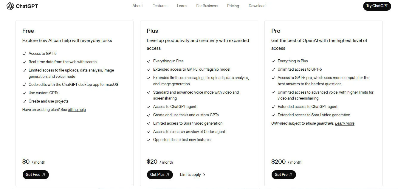 ChatGPT Personals Pricing Plan Screenshot by bestfreeaitools team