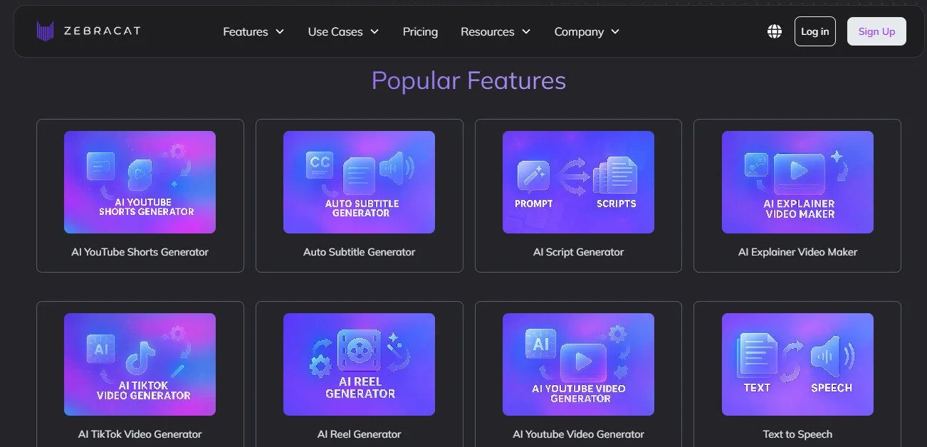 Zebracat AI Popular Features Platform Overview | Best Free AI Tools Team Review